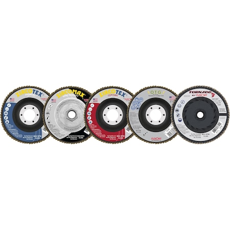 Flexovit HIGH PERFORMANCE ZIRCOTEX Premium Coated Abrasive Flap Disc, 4-1/2 in Dia Disc, 7/8 in Center Hole,  Z4510F